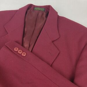 VTG Bachrach 42L Mens Blazer Jacket Wool Cashmere Blend 3 Button 21x32 Burgundy